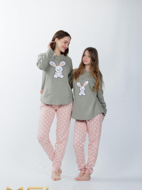 MEI Kids' Pajamas Winter Olive/pink