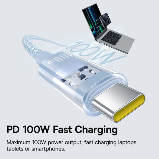 Baseus Gem USB 2.0 Кабел USB-C Мъжки - USB-C 100W Захранване (PD) Син 2м P10373000311-01
