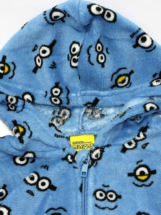 Minions Παιδική Πιτζάμα Ολόσωμη Χειμωνιάτικη Fleece Coral, Blue