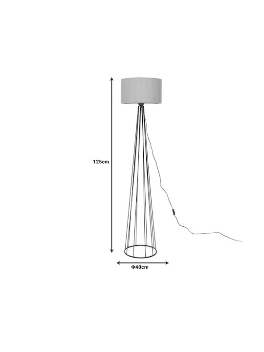 Pakketo Floor Lamp H125xW40cm. with Socket for Bulb E27 White