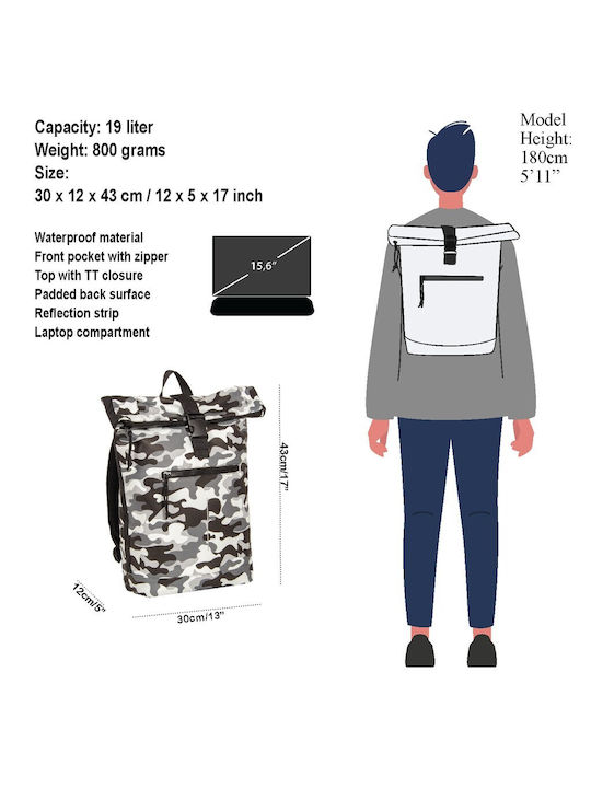 New Rebels Waterproof Backpack Backpack for 15" Laptop Gray 51.113545