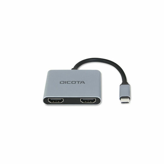Dicota USB-C Docking Station με HDMI 4K PD και σύνδεση 2 Οθονών Γκρι (D32063)