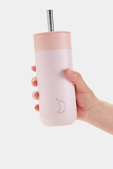 Chilly's Series 2 Switch Glass Thermos Stainless Steel BPA Free 500ml BLUSH PINK with Straw