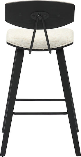 Scaune Bar cu spătar Metal Inover Black, Ecru 50.5x49x90buc