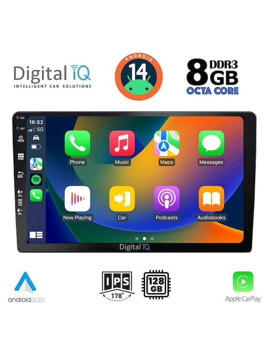 Digital IQ Ηχοσύστημα Αυτοκινήτου 2DIN (Bluetooth/USB/AUX/WiFi/GPS/Apple-Carplay/Android-Auto) με Οθόνη Αφής 9"