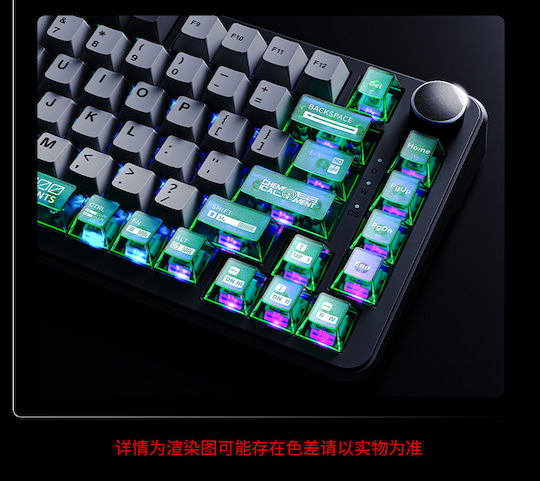 Ajazz Akh036 Customized Mechanical Keyboard Pc Transparent Keycap Factory Height Keycap Us Layout Transparent Green