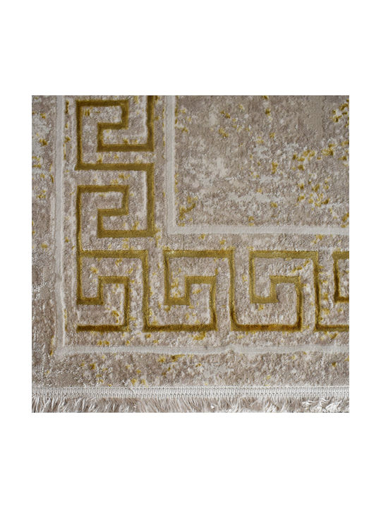 Saray Home Teppich Rechteckig Synthetisch,Polyester/Cotton/Leather mit Fransen Cream-gold