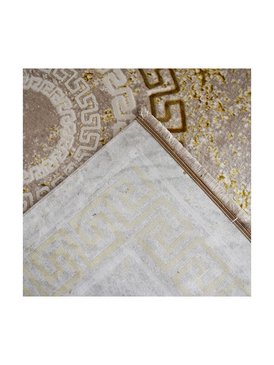 Saray Home Teppich Rechteckig Synthetisch,Polyester/Cotton/Leather mit Fransen Cream-gold