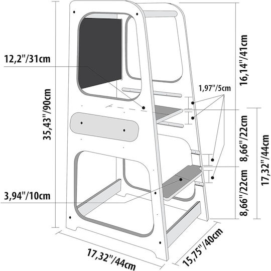 Learning Tower made of Wood White TF13071