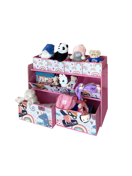 Система за съхранение на играчки Розов 92x30x60см 1бр