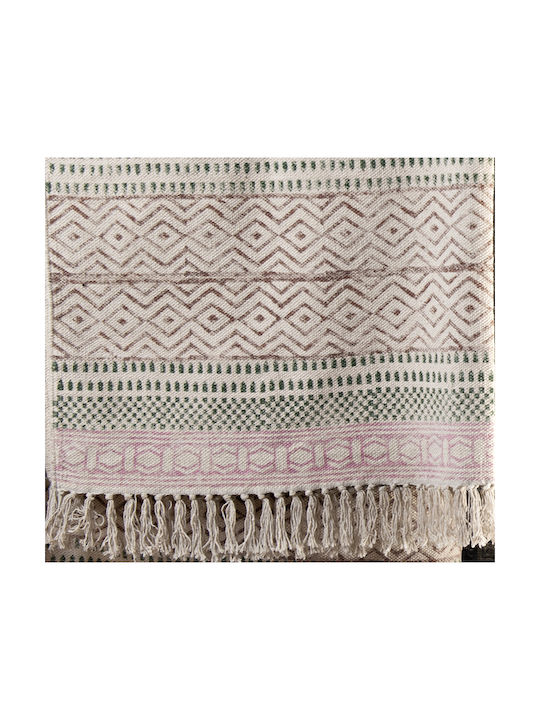 Zaros Block Print Килим Правоъгълена Памук Pink/green