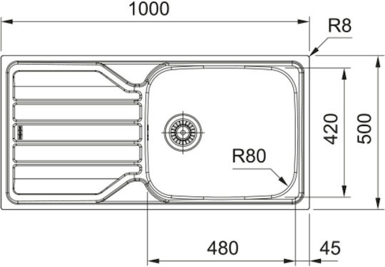 Franke 1010713787 Chiuvetă De Bucătărie Drop-In Inox Neted (Finisaj Satinat) L100xL50cm Argintie