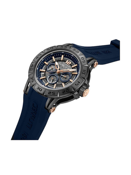 Cerruti Velletri Herrenuhr Batterie mit Blau Kautschukarmband
