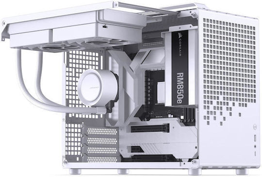 Jonsplus Z20 Gaming Mini Tower Κουτί Υπολογιστή με Πλαϊνό Παράθυρο Λευκό