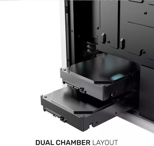 Armaggeddon Tritron 2 Геймърско бюро Midi Tower Компютърна кутия със страничен прозорец и RGB осветление Черен