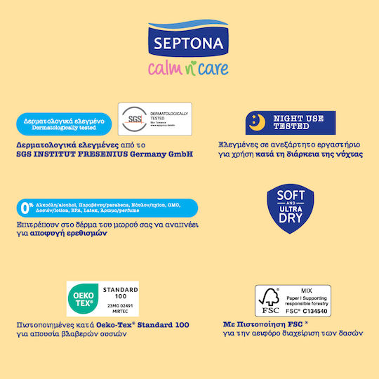 Septona Scutece cu bandă adezivă Calm & Care Nr. 6 pentru 13-20kg 38buc