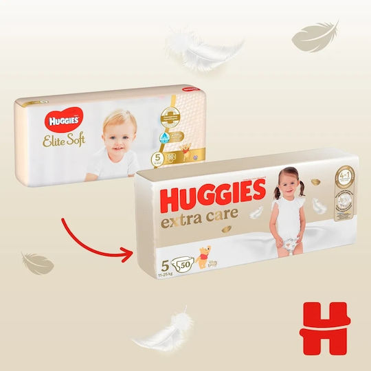 Huggies Πάνες με Αυτοκόλλητο Extra Care No. 5 για 11-25kg 50τμχ