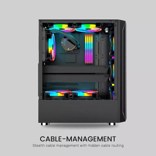 Armaggeddon Tritron 2 Gaming Midi Tower Κουτί Υπολογιστή με Πλαϊνό Παράθυρο και RGB Φωτισμό Λευκό