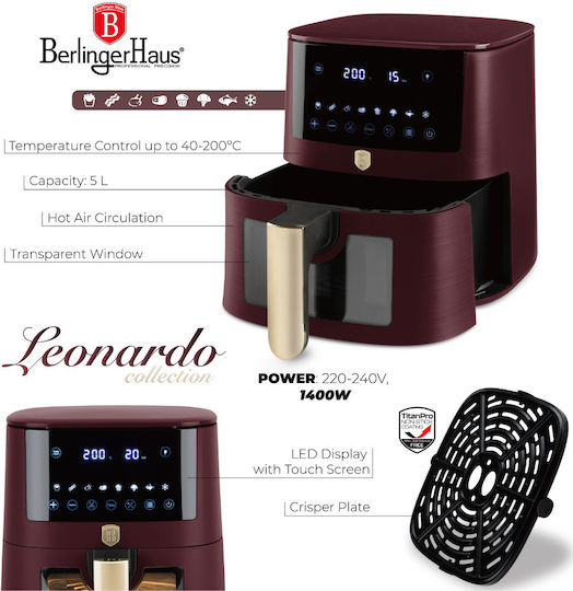 Berlinger Haus Air Fryer 5lt Κόκκινο BH-9489