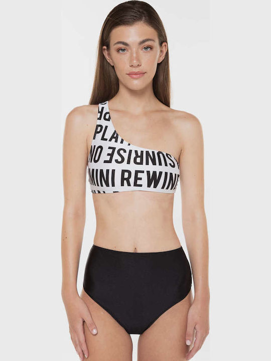 Set Bikini Με Έναν Ώμο Ψηλόμεσο Μαύρο