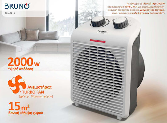 Bruno Fan Heater Room Floor White 2000W