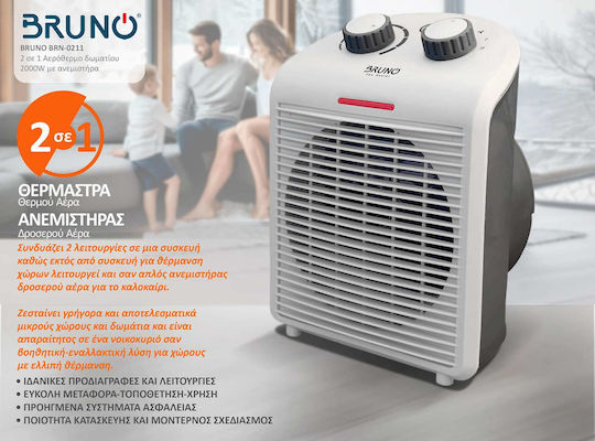 Bruno Fan Heater Room Floor White 2000W