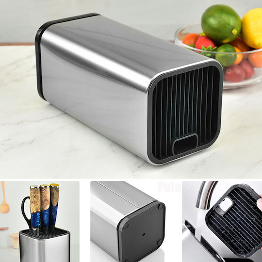 Metallic Support Pufo Kitchen Knives 23 X 10 Cm Silver