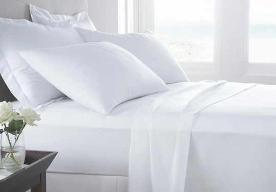 Astron Italy Laura Hotel Sheet White Queen Size 220x250cm Cotton & Polyester 1pcs