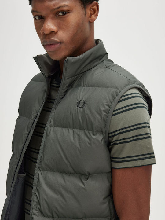 Fred Perry Ärmellos Jacke Puffer Wasserdicht Grün