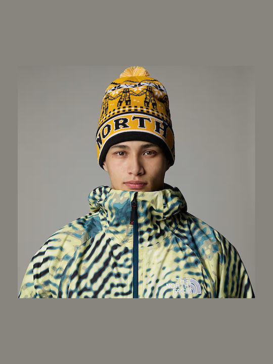 Pom Pom Beanie Unisex Beanie Knitted in Yellow color