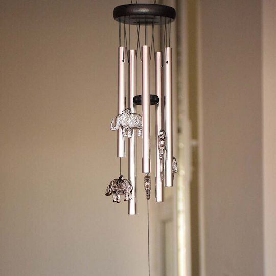 Wind Chime 5 Metal Sound Tubes for Home and Garden Feng Shui Model with 6 Elephants