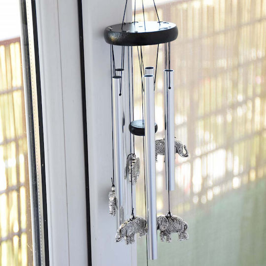 Wind Chime 5 Metal Sound Tubes for Home and Garden Feng Shui Model with 6 Elephants