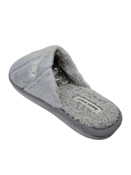Winter Women's Slippers with Fur Gray