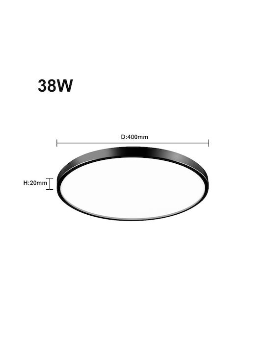 Round LED Panel 38W with Warm White Light 3000K