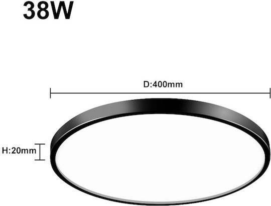 Στρογγυλό LED Panel 38W με Θερμό Λευκό Φως 3000K