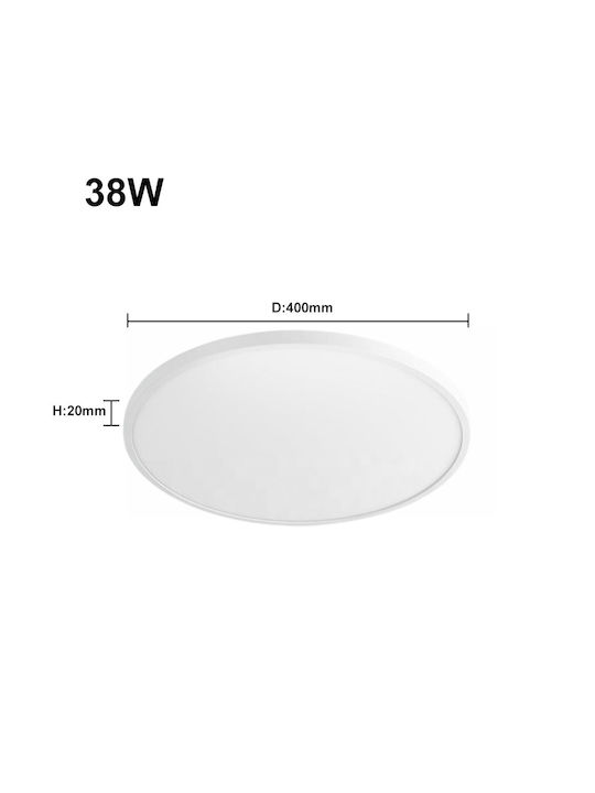 Στρογγυλό LED Panel 38W με Θερμό Λευκό Φως 3000K