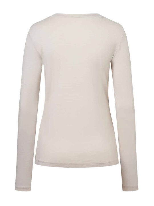 Γυναικείο Crop Top Μακρυμάνικο Εκρού