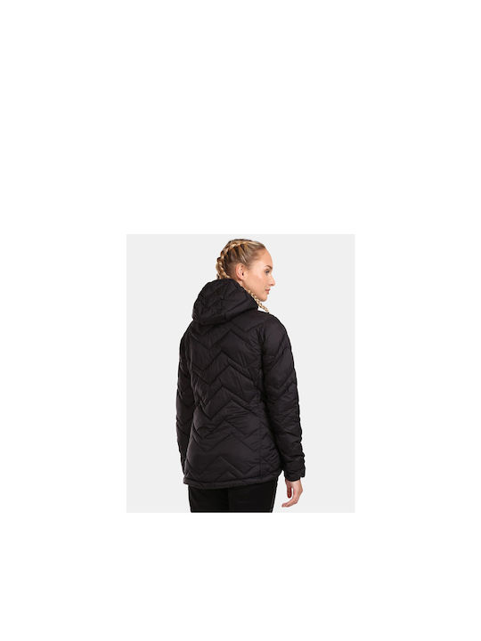 Kilpi Women's Hiking Short Puffer Jacket Waterproof for Winter with Hood BLACK