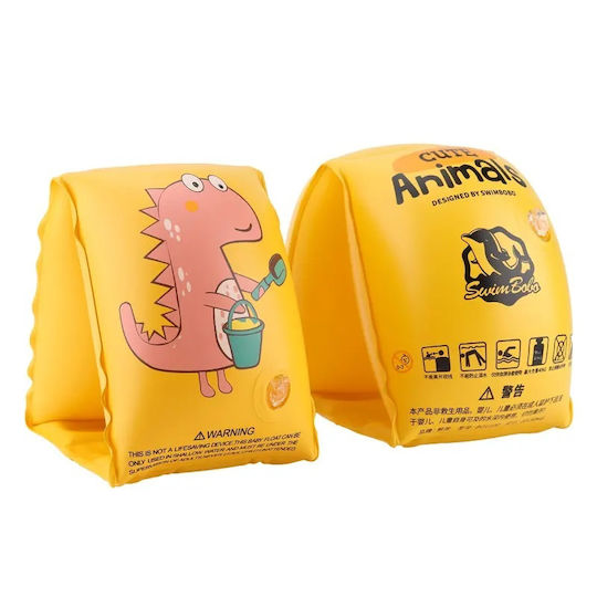 Aripioare de Înot Gonflabile Copii Compartiment Dublu de Aer 10-30 Kg Dinozaur Roz Bebelogic