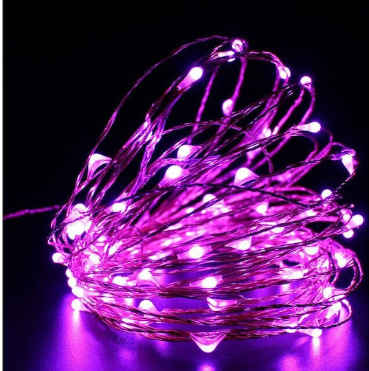 50 Λαμπάκια LED 5μ. Ροζ Μπαταρίας σε Σειρά
