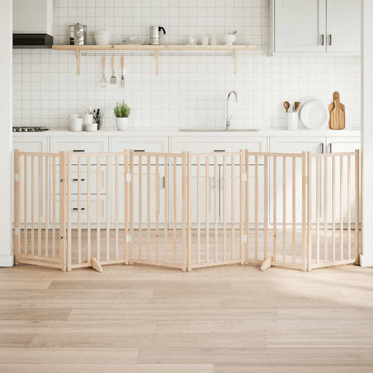 vidaXL Wooden Dog Divider with 6 Panels 300x90cm Fir Natural