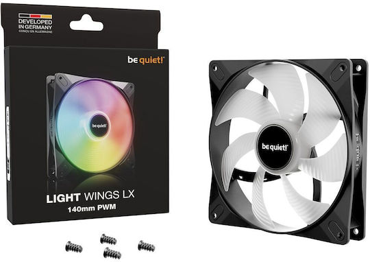 Be Quiet Light Wings LX Case Fan 140mm (1800rpm / 75.3cfm) with ARGB Lighting and 3-Pin / 4-Pin PWM Connection