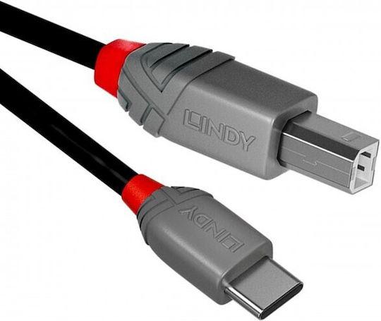 Lindy USB 2.0 Cable USB-C male - USB-B Μαύρο 1m 36941