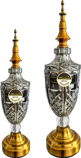 Karvounis Vintage Φοντανιέρα Glas mit Deckel und Ständer 42x10cm Gold Karvounis Vintage Φοντανιέρα Glas mit Deckel und Ständer 42x10cm Gold