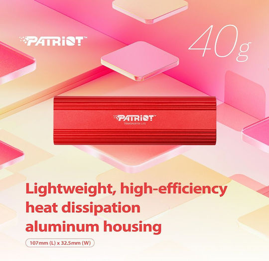 Patriot Transporter Lite USB-C / USB 3.2 / USB 2.0 Εξωτερικός SSD 2.0TB 2.5" Κόκκινο