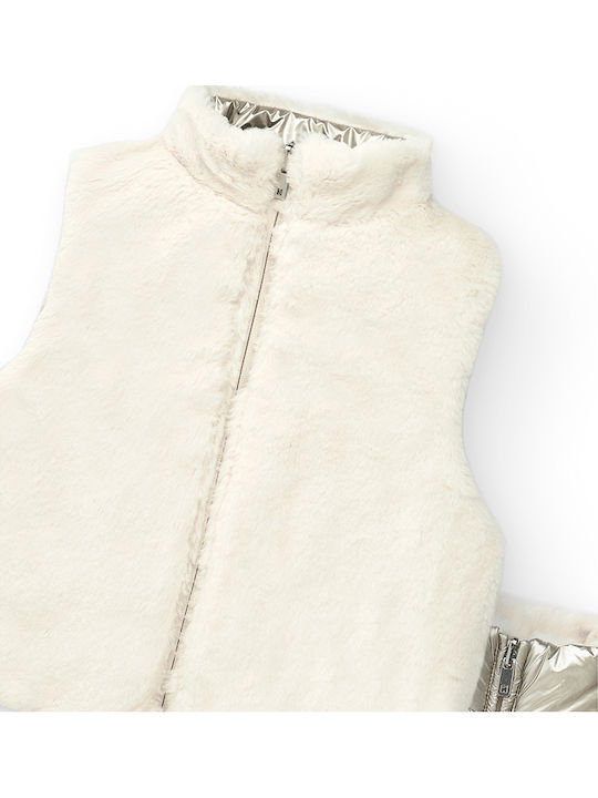 Kids' Casual Jacket Sleeveless Short Double Sided Silver