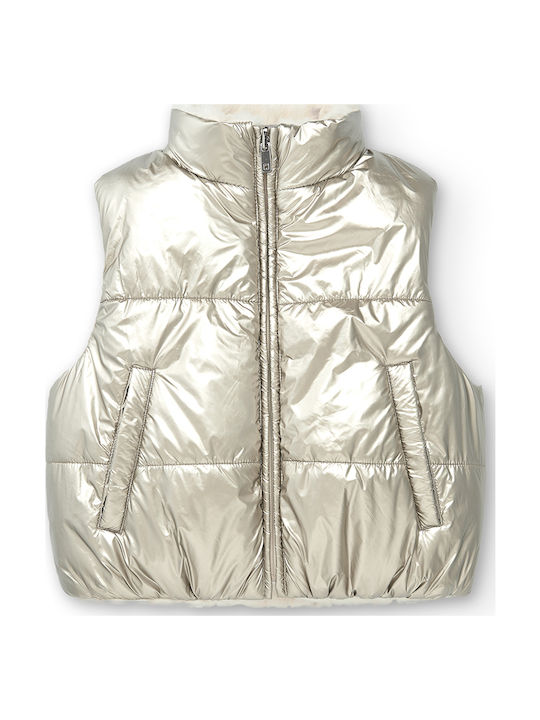 Kids' Casual Jacket Sleeveless Short Double Sided Silver
