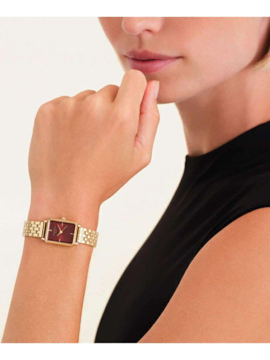 Rosefield Octagon Xs Womens Watch 24mm Battery Chronograph With Gold Metal Bracelet