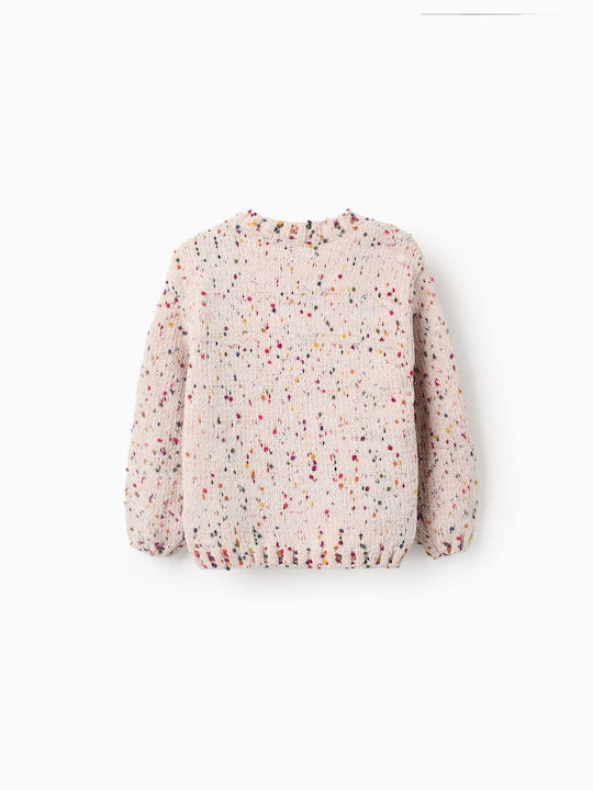 Zippy Children's Sweater Long Sleeve Ecru, multicolored details