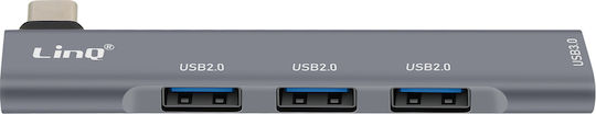 Linq USB-C Hub Adapter MacBook 4x USB 3.0 5Gbps OTG Silver